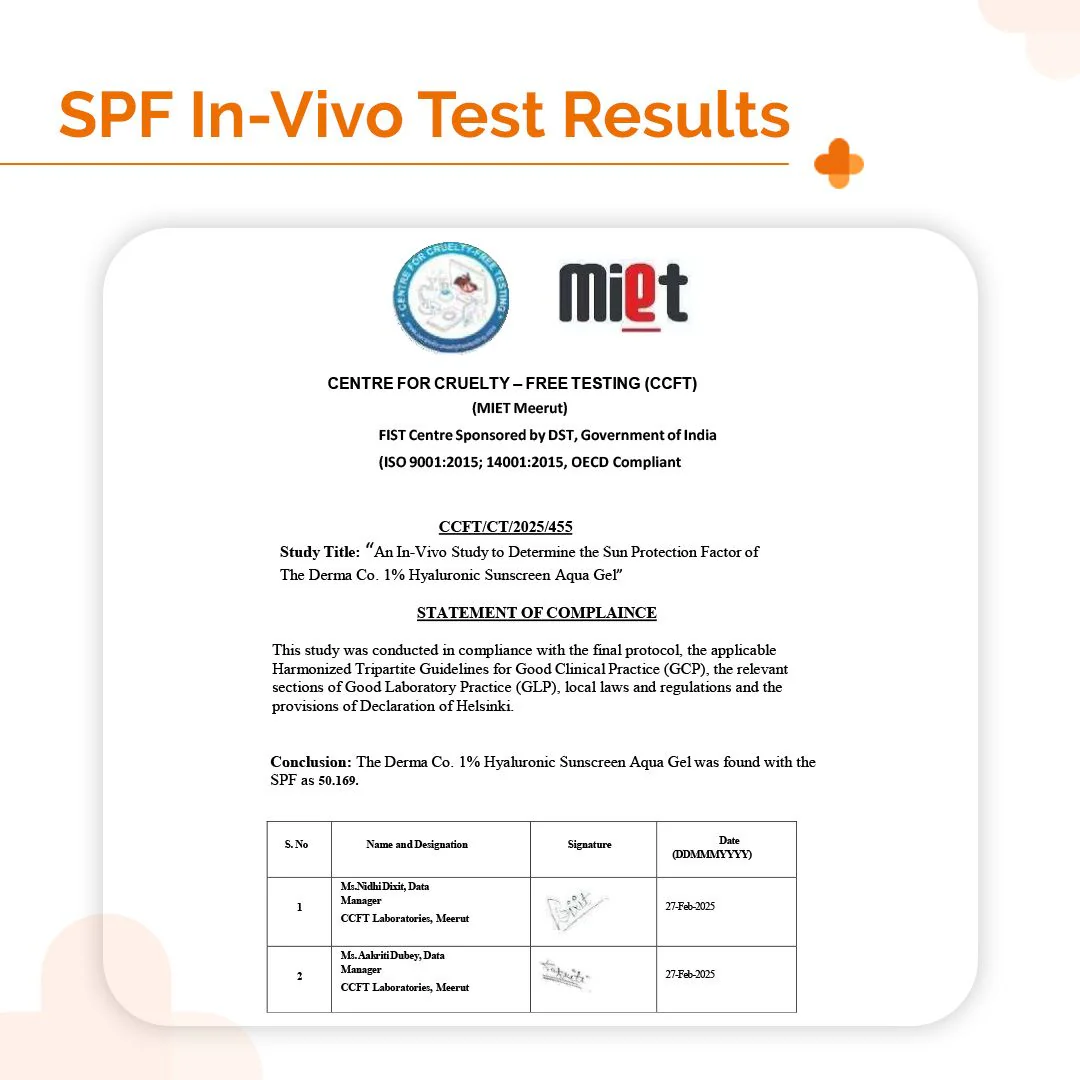 1% Hyaluronic Sunscreen Aqua Gel In Vivo Tested (ISO 24444:2019 Certified, CTRI/2025/02/080287) with SPF 50 & PA++++ - 50g - Image 6